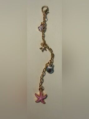 Gold Chain Charm with Starfish and Shell Charms